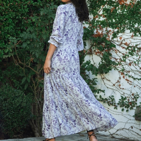 Roma Label Sienna Maxi Dress in Violet Flowers size M NWT - Picture 3 of 10